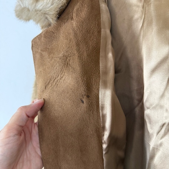 Vintage 70’s Lilli Ann London Leathers Faux Fur Coat With Genuine Leather Trim - Picture 6 of 9
